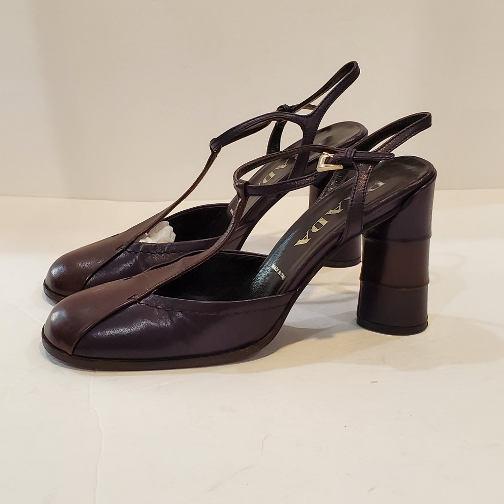 Prada | Purple & Brown T-strap Mary Jane Pumps Euro Size 35.5